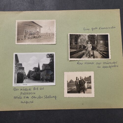 20260930_131016 WWII German Luftwaffe Female w Dagger Helferinnen Photo Album Page – 4 Photos + Postcard