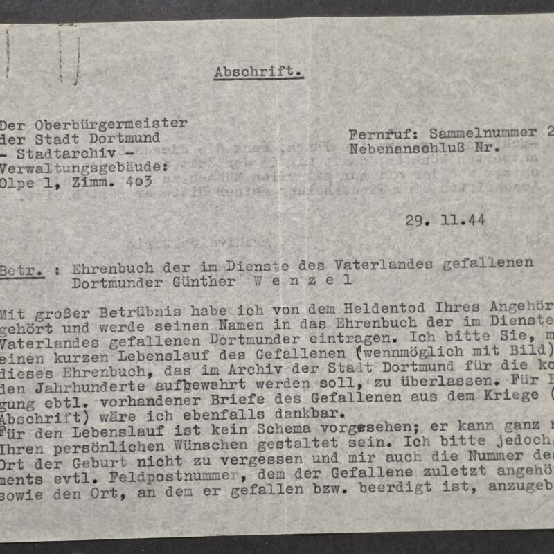 20260930_131243 KIA WWII German Fallen Soldier Military War Heroes Memorial Book Document 1944