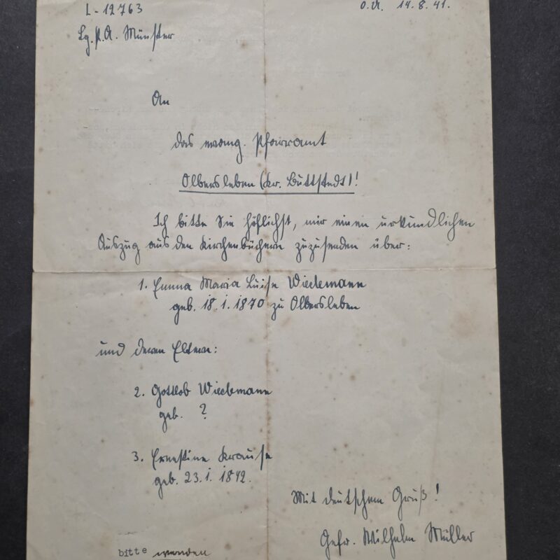 20260930_132238 1941 WW2 Nazi German Third Reich Proof of Ancestry Research Correspondence – Wiedemann Family Heil Hitler!