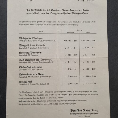 20260930_132338 WW2 German Red Cross DRK München Members Holiday Homes Price List Document