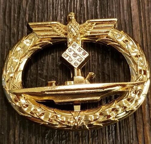 Kriegsmarine U Boat badge w diamonds (4) WWII Nazi German Kriegsmarine Navy U-Boat War Badge Swastika in Diamonds – Schwerin Berlin 68