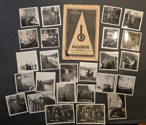 Original WWII German Wehrmacht Soldier Photo Grouping 25 Photos + Developing Packet – Steel Helmets, Leather Greatcoats, Officers & Medals
