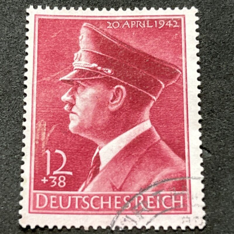 aaaa2 WW2 WWII German Third Reich NSDAP Nazi Adolf Hitler birthday stamp 1942 USED