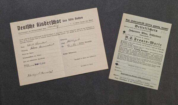 fff Nazi German Third Reich NSDAP NS-Frauenschaft Frauen Womens Org Document Lot