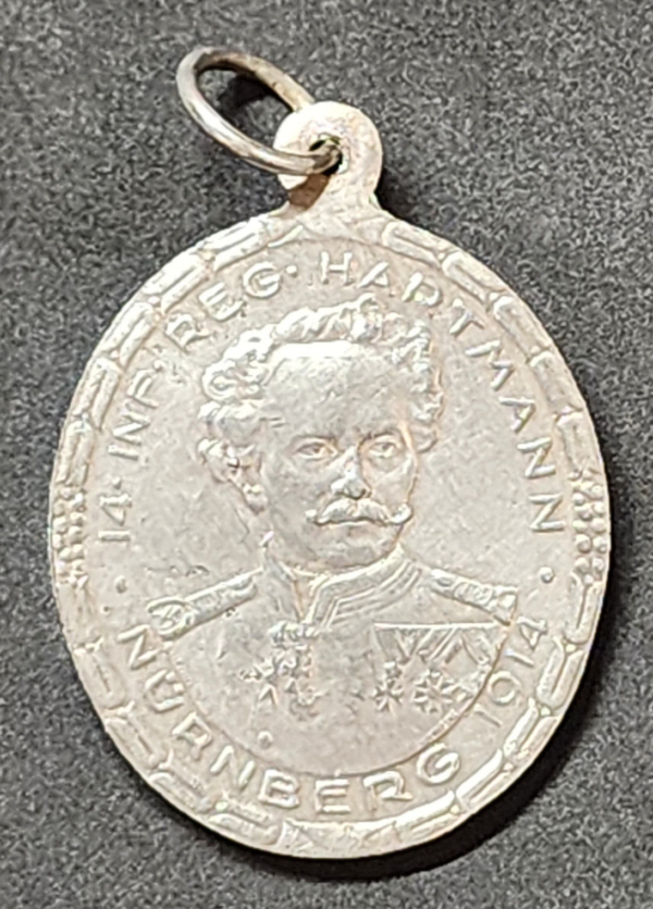 m1 WW WWI Imperial German Bavaria 14 Regiment silver medal Hartmann Nurnberg 1914
