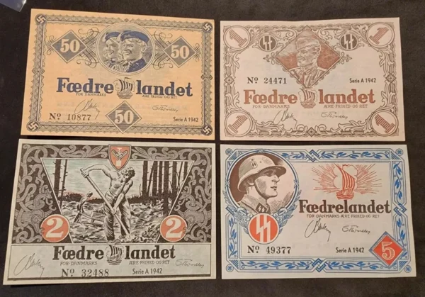 s-l1600 WW2 DNSAP Nazi German Banknotes WW2 WWII SS Freikorps Danish Legion Denmark Currency