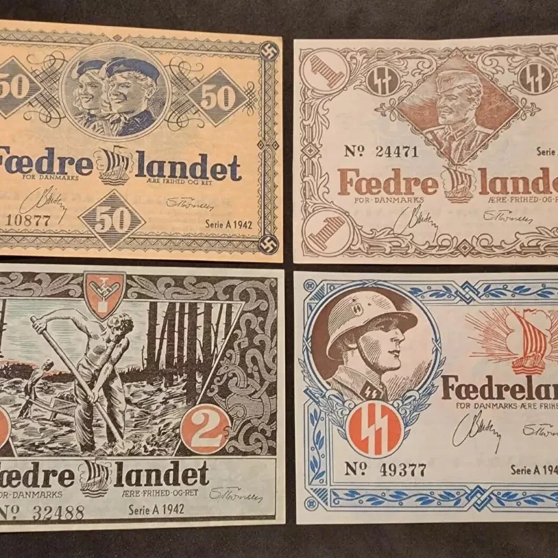 s-l1600 WW2 DNSAP Nazi German Banknotes WW2 WWII SS Freikorps Danish Legion Denmark Currency