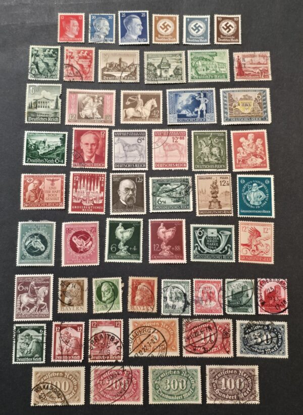 sl1 WW2 WWII Nazi German NSDAP THIRD REICH 50+ pc Stamp Lot Hitler Swastika + Sets