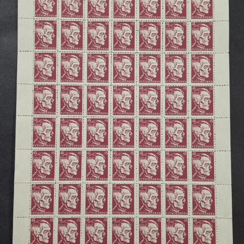 WW2 Nazi German Adolf Hitler Skull Stamp Sheet Futsches Reich