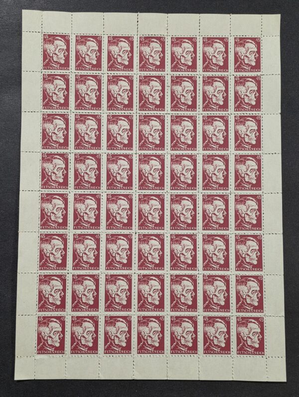 WW2 Nazi German Adolf Hitler Skull Stamp Sheet Futsches Reich
