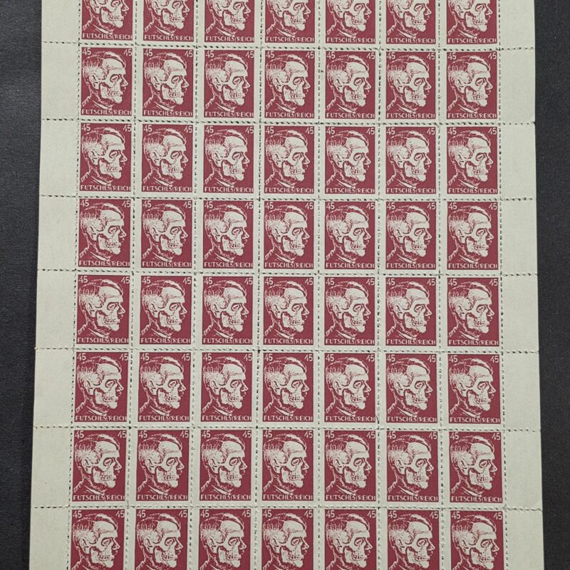 WW2 Nazi German Adolf Hitler Skull Stamp Sheet Futsches Reich