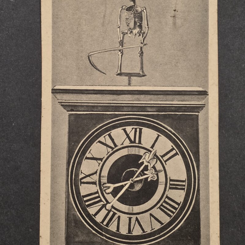 20261001_130650 Third Reich Nazi German Death Postcard Der Tod von Oetting Skeleton Clock Bavaria