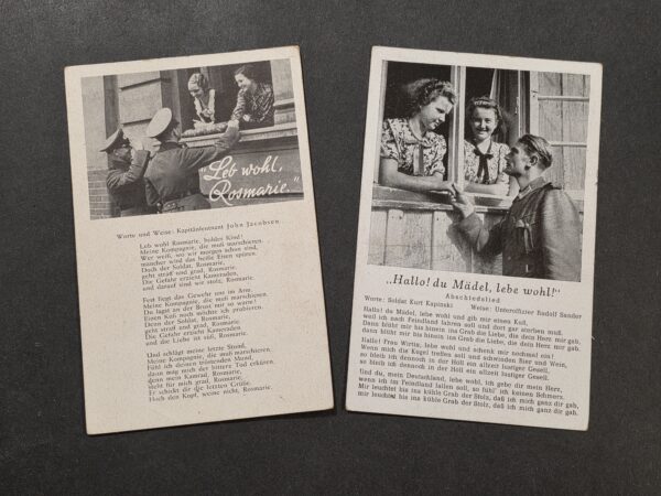 20261001_130920 WW2 German Wehrmacht Soldiers Sweethearts Military Song Card Postcard lot x 2