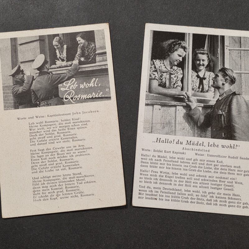 20261001_130920 WW2 German Wehrmacht Soldiers Sweethearts Military Song Card Postcard lot x 2