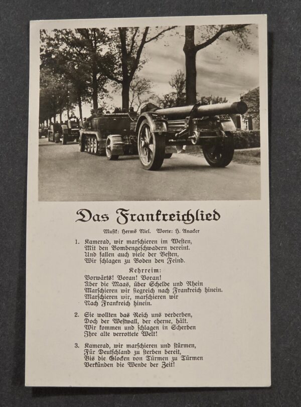 20261001_131019 WW2 German Wehrmacht Soldiers Artillery Cannon Military Song Card Postcard 1940
