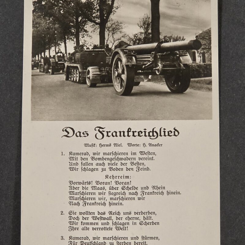 20261001_131019 WW2 German Wehrmacht Soldiers Artillery Cannon Military Song Card Postcard 1940