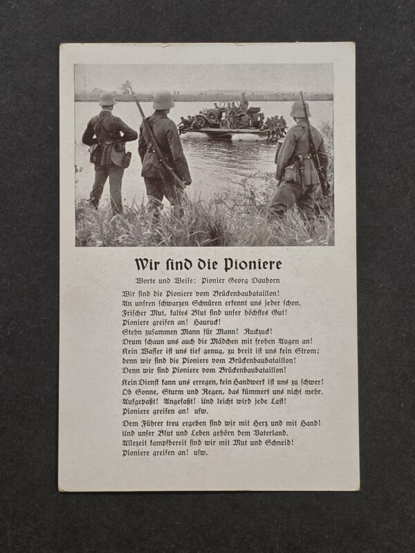 20261001_131033 WW2 German Wehrmacht Steel Helmet Soldiers Pioneers Military Song Card Postcard