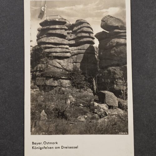 20261001_131150 WW2 Nazi German Kings Rock Bavaria w NSDAP Swastika Flag Postcard