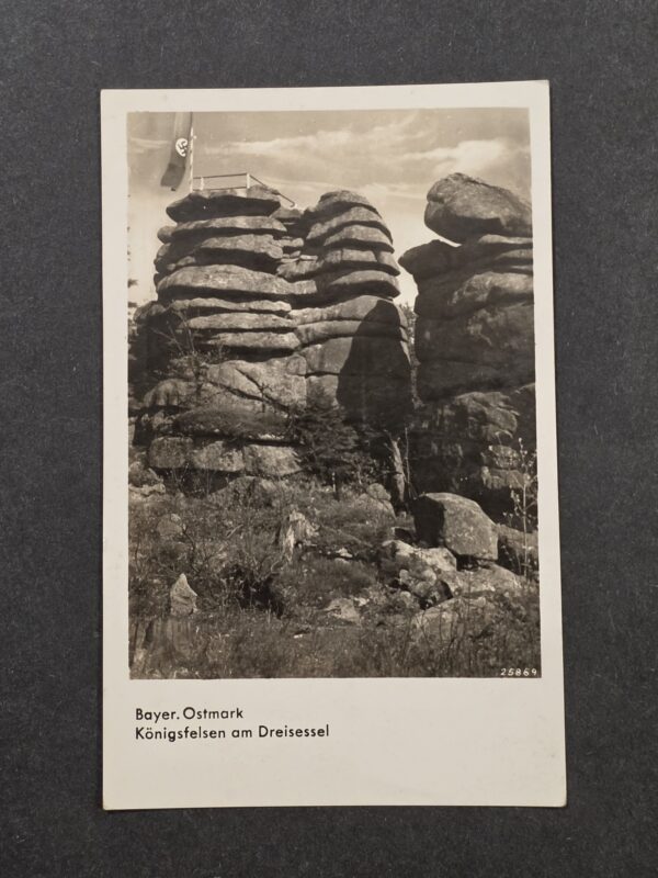 20261001_131150 WW2 Nazi German Kings Rock Bavaria w NSDAP Swastika Flag Postcard