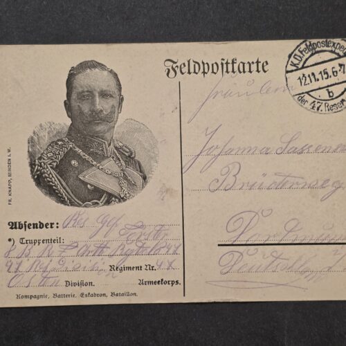 20261001_131441 WWI Imperial German Kaiser Wilhelm II Feldpost Postcard 1915 Reserve Division