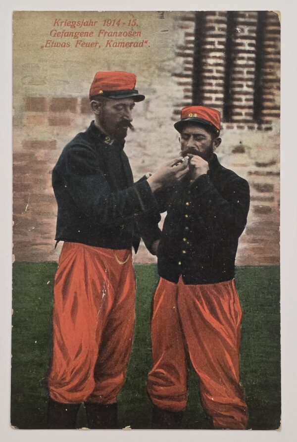 20261001_131457 WWI Imperial German 1915 Postcard Captured French Soldiers Comrades POW Feldpost