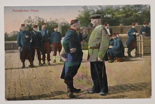 20261001_131536 WWI Imperial German 1915 ENEMY FIRE French POW Military Postcard Feldpost