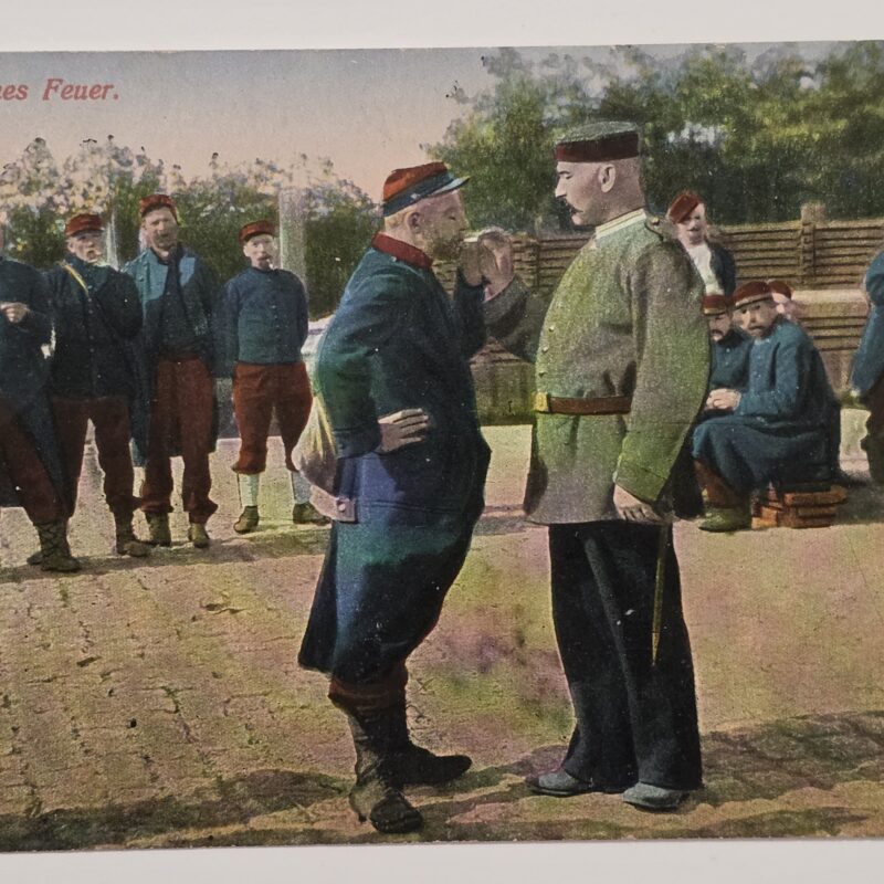 20261001_131536 WWI Imperial German 1915 ENEMY FIRE French POW Military Postcard Feldpost