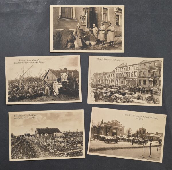 20261001_132035 WWI Imperial German Military Wartime Postcards x 5 Prussia Eastern Front Feldpost 1914