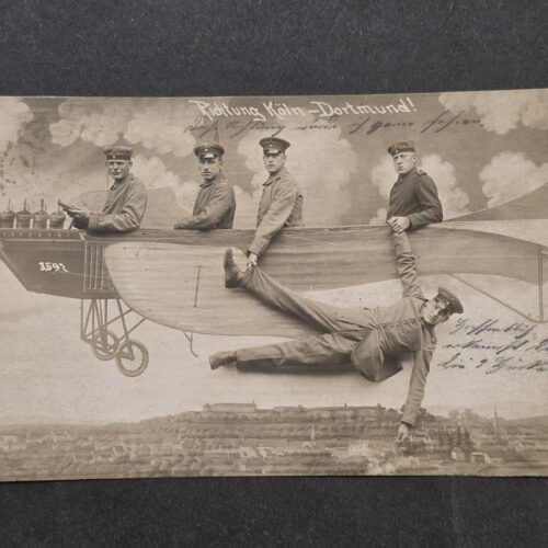 20261001_132308 WWI Imperial German 1916 Military Feldpost Postcard Soldiers Airplane Köln Dortmund
