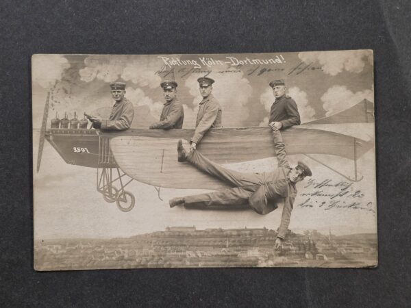 20261001_132308 WWI Imperial German 1916 Military Feldpost Postcard Soldiers Airplane Köln Dortmund