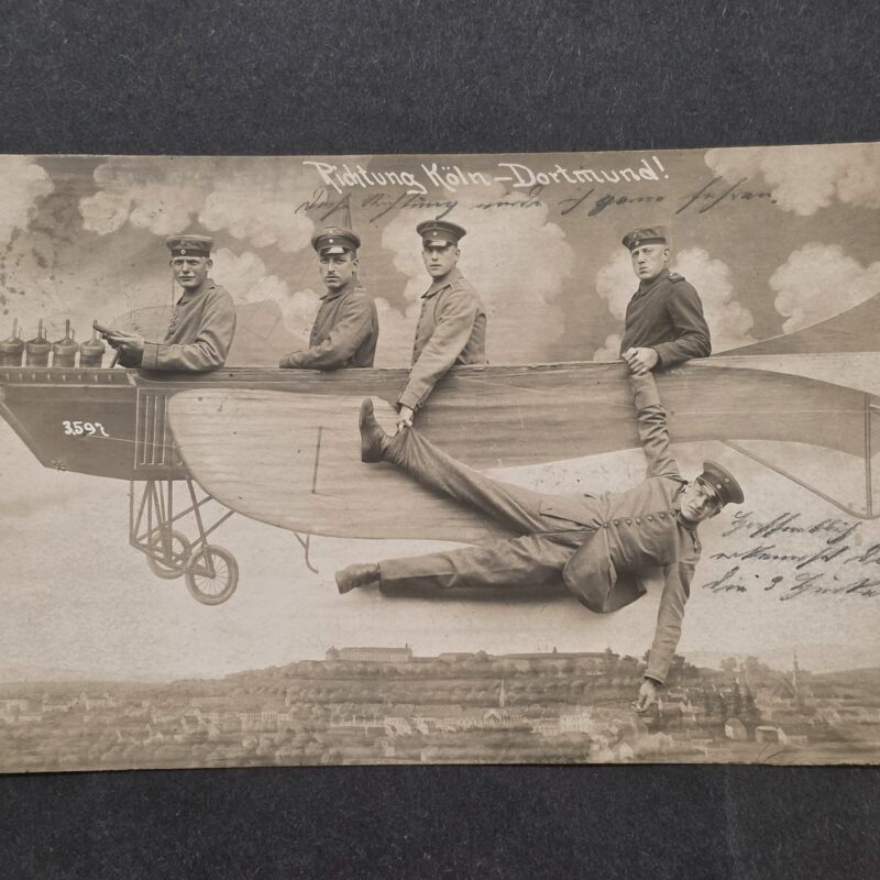 20261001_132308 WWI Imperial German 1916 Military Feldpost Postcard Soldiers Airplane Köln Dortmund