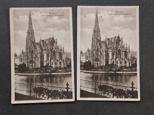 20261001_132518 2 Identical WWII German Stuttgart Postcards sent to the same man in 1941