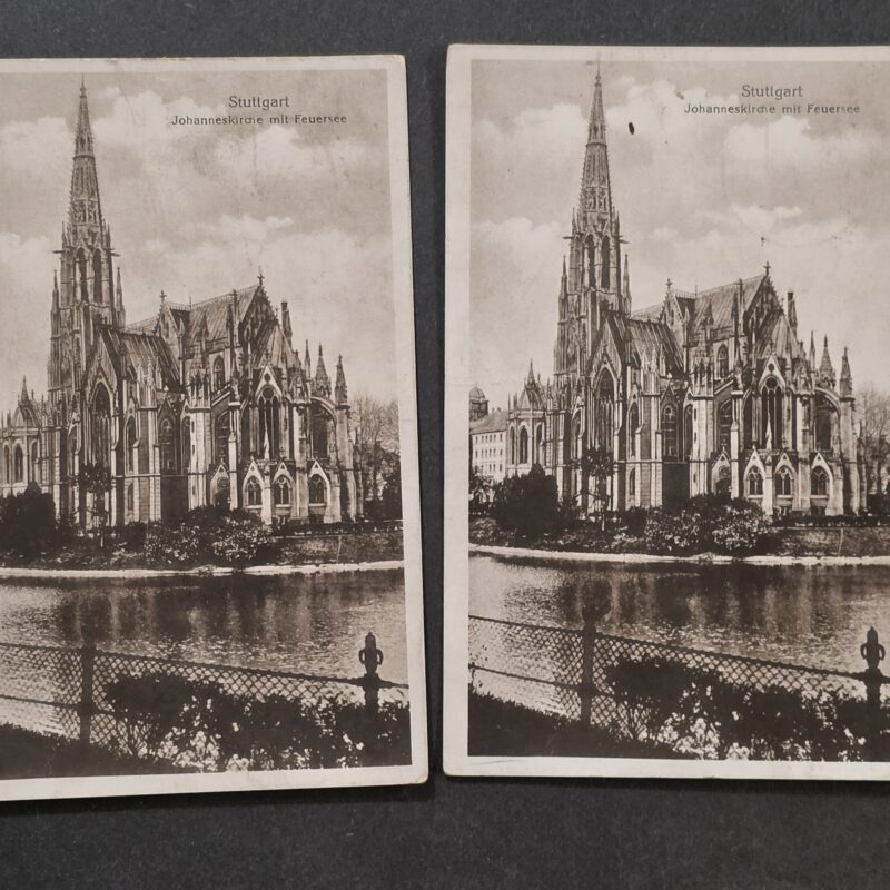 20261001_132518 2 Identical WWII German Stuttgart Postcards sent to the same man in 1941