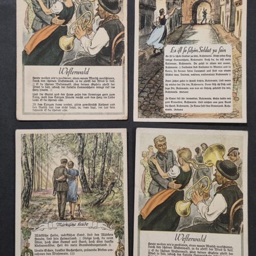 20261001_132714 4 WWII German Army Wehrmacht Soldier Military Song Sweethearts Postcard lot