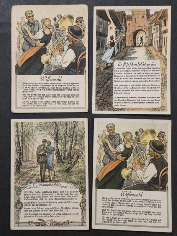 20261001_132714 4 WWII German Army Wehrmacht Soldier Military Song Sweethearts Postcard lot