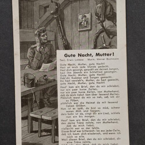 20261001_133413 WWII German Wehrmacht Soldiers Military Song Card Postcard Good Night Mother!