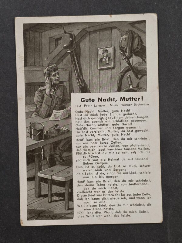 20261001_133413 WWII German Wehrmacht Soldiers Military Song Card Postcard Good Night Mother!
