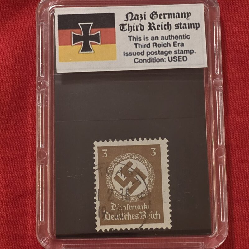 20261003_142142 WW2 Nazi German Third Reich NSDAP Government Official Swastika Stamp w Slab case 3 Pfennig