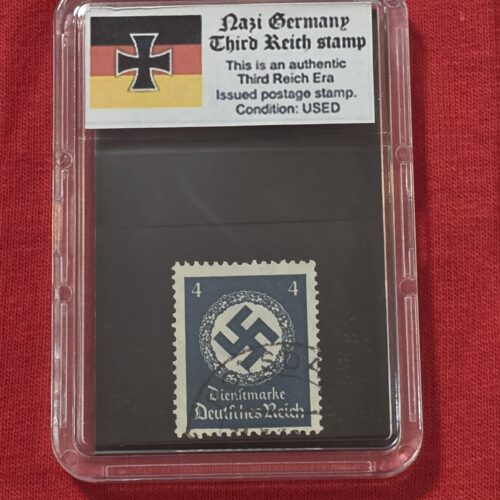 20261003_142148 WW2 Nazi German Third Reich NSDAP Government Official Swastika Stamp w Slab case 4 Pfennig