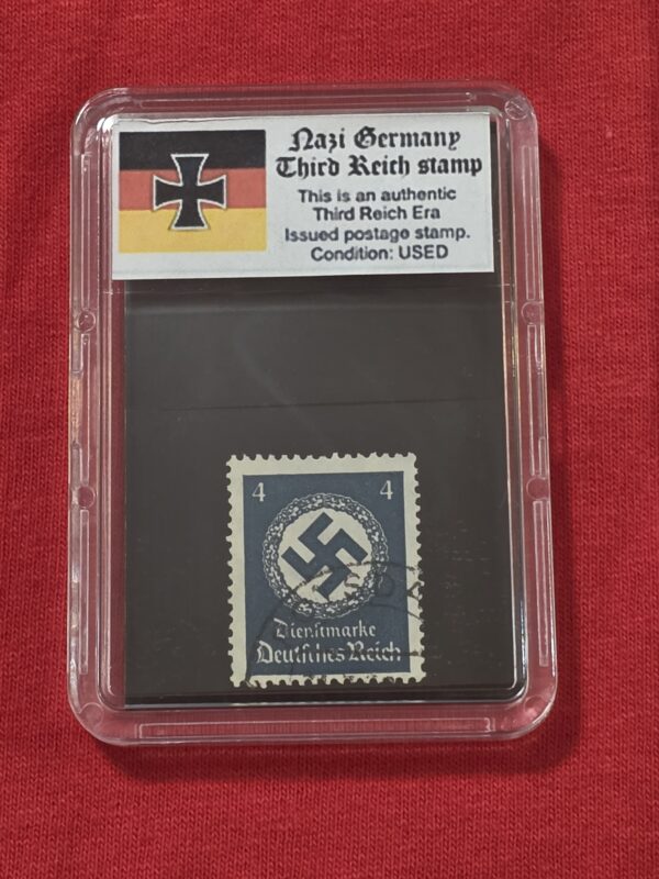 20261003_142148 WW2 Nazi German Third Reich NSDAP Government Official Swastika Stamp w Slab case 4 Pfennig