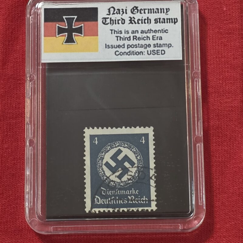 20261003_142148 WW2 Nazi German Third Reich NSDAP Government Official Swastika Stamp w Slab case 4 Pfennig