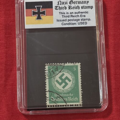 20261003_142154 WW2 Nazi German Third Reich NSDAP Government Official Swastika Stamp w Slab case 5 Pfennig