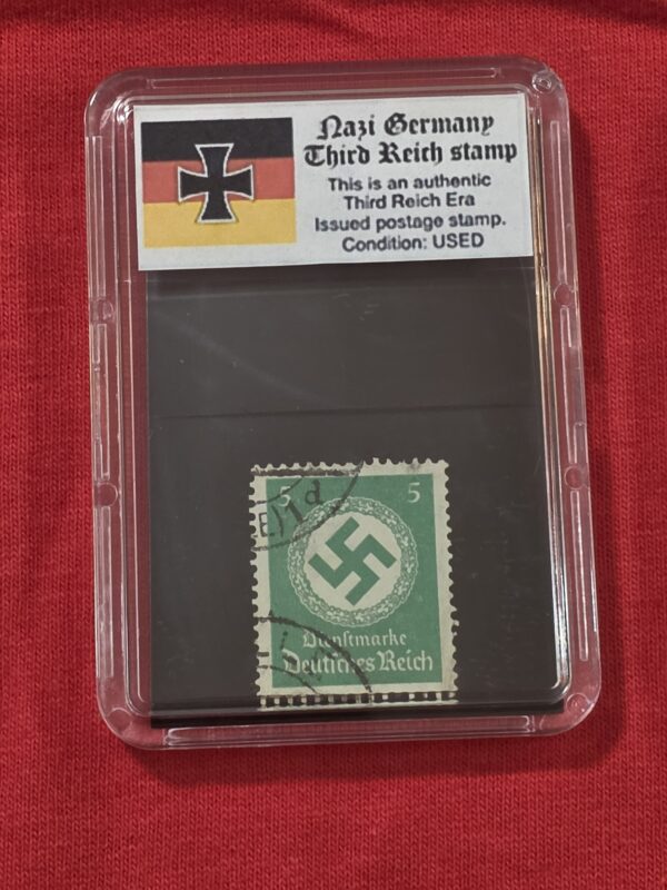 20261003_142154 WW2 Nazi German Third Reich NSDAP Government Official Swastika Stamp w Slab case 5 Pfennig
