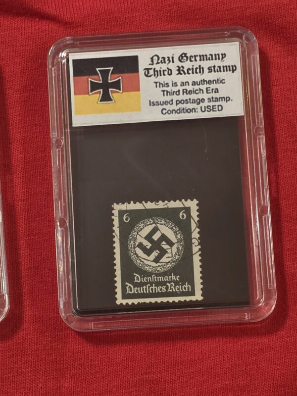 20261003_142213 WW2 Nazi German Third Reich NSDAP Government Official Swastika Stamp w Slab case 6 Pfennig