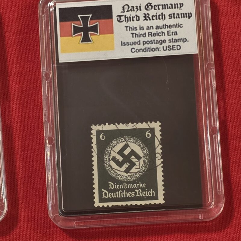 20261003_142213 WW2 Nazi German Third Reich NSDAP Government Official Swastika Stamp w Slab case 6 Pfennig