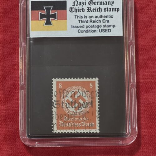 20261003_142219 WW2 Nazi German Third Reich NSDAP Government Official Swastika Stamp w Slab case 8 Pfennig