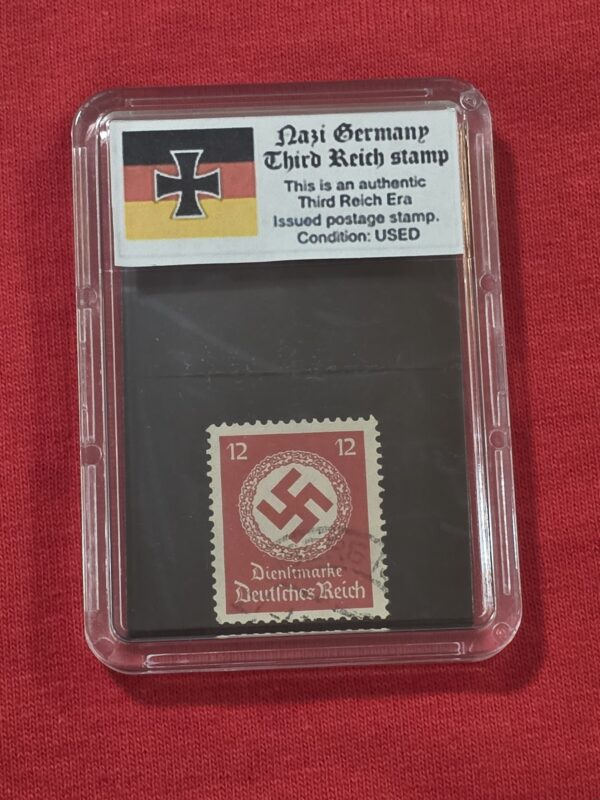 20261003_142232 WW2 Nazi German Third Reich NSDAP Government Official Swastika Stamp w Slab case 12 Pfennig