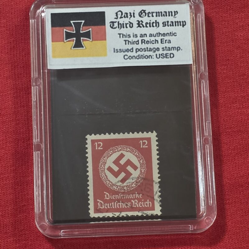 20261003_142232 WW2 Nazi German Third Reich NSDAP Government Official Swastika Stamp w Slab case 12 Pfennig