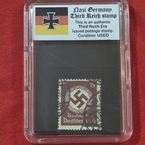 20261003_142240 WW2 Nazi German Third Reich NSDAP Government Official Swastika Stamp w Slab case 15 Pfennig