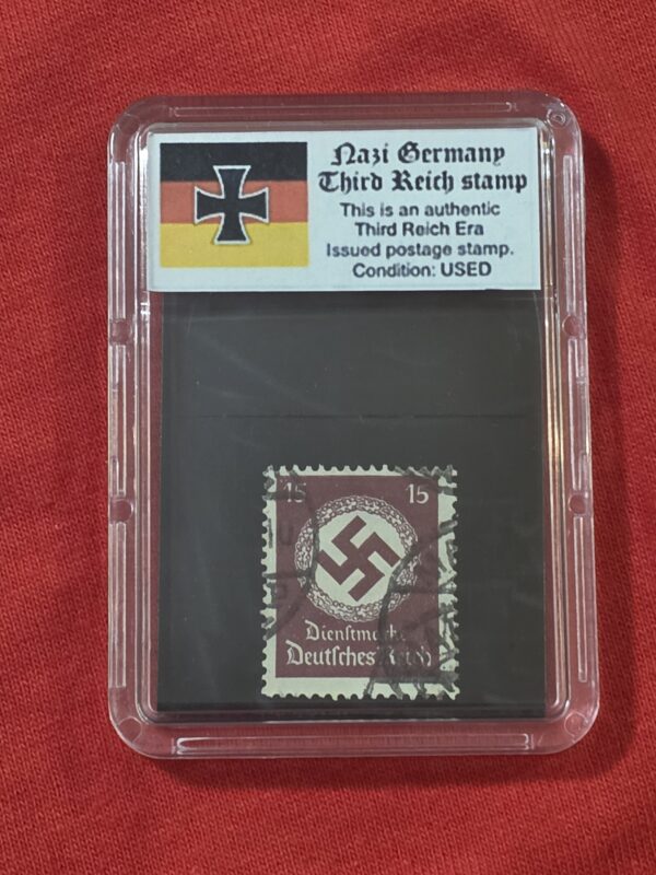 20261003_142240 WW2 Nazi German Third Reich NSDAP Government Official Swastika Stamp w Slab case 15 Pfennig